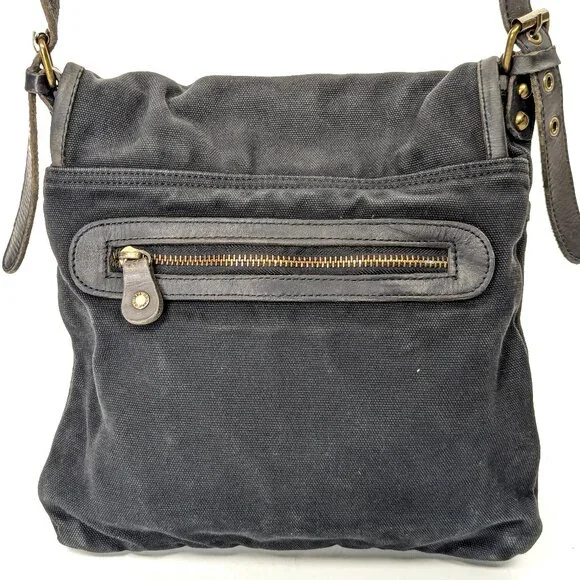 GHURKA Black Denim and Leather Rugged Messenger Crossbody - Picture 5 of 16